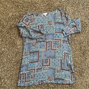 J. Jill 100% Rayon Multicolor Tunic top size Medium.